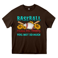 Chocolate Brown baseball makes me happy you, not so much Heavy Core Tee - HRA Design Shop