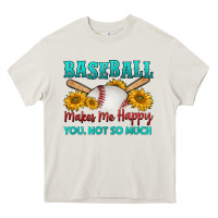 Cream baseball makes me happy you, not so much Heavy Core Tee - HRA Design Shop