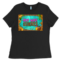Black hot wife summer skinny metal can holder Ladies Tee - HRA Design Shop