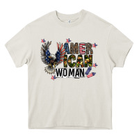Cream american woman Heavy Core Tee - CowhideDigitalArt