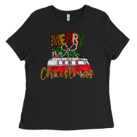 Black merry christmas Ladies Tee - CowhideDigitalArt