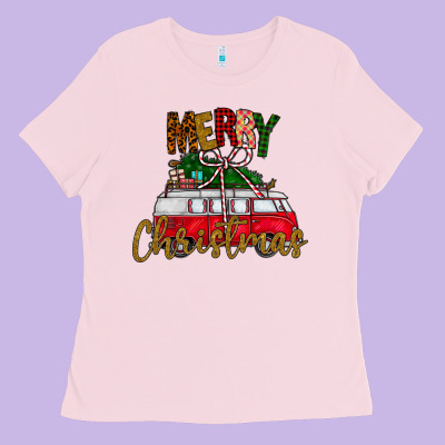 Merry Christmas Ladies Tee Designed By Cowhidedigitalart