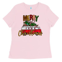 Bubblegum Pink merry christmas Ladies Tee - CowhideDigitalArt