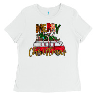 White merry christmas Ladies Tee - CowhideDigitalArt