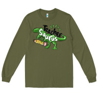 Army Green teacher saurus Long Sleeve Tee - MaliasSmallBusiness