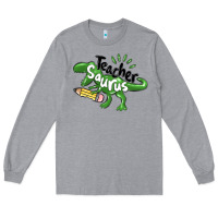 Heather Grey teacher saurus Long Sleeve Tee - MaliasSmallBusiness
