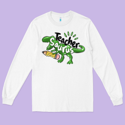 Teacher Saurus Long Sleeve Tee Designed By Maliassmallbusiness