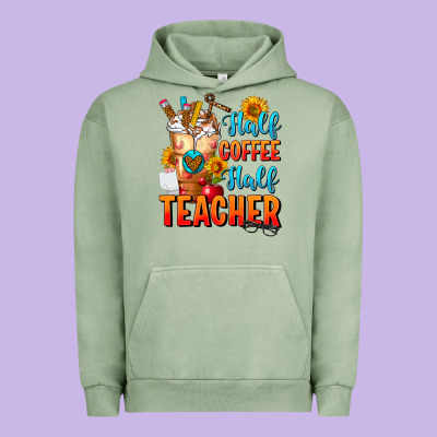 Half Coffee Half Teacher Urban Hoodie Designed By Fadigitalartstudio