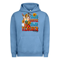 Pigment Pebble Blue Half Coffee Half Teacher Urban Hoodie - FaDigitalArtStudio