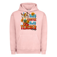 Pigment Salmon Half Coffee Half Teacher Urban Hoodie - FaDigitalArtStudio