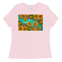 Bubblegum Pink western sunflowers skinny metal can holder Ladies Tee - HRA Design Shop