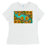 Western Sunflowers Skinny Metal Can Holder Ladies Tee | Teevron
