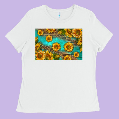 Western Sunflowers Skinny Metal Can Holder Ladies Tee Designed By Hra Design Shop