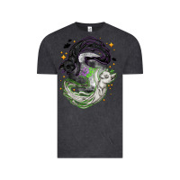 Vintage Black Magical cats ghost with moon Halloween Vintage Tee - NancyCooperArtShop