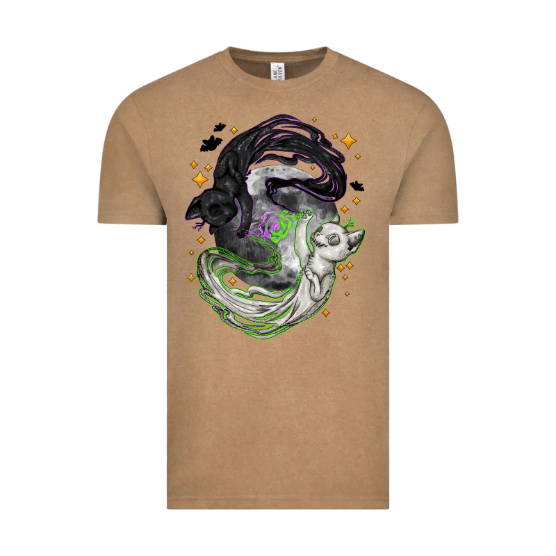 Magical Cats Ghost With Moon Halloween Vintage Tee by NancyCooperArtShop | Teevron