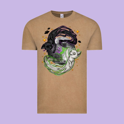 Magical Cats Ghost With Moon Halloween Vintage Tee Designed By Nancycooperartshop