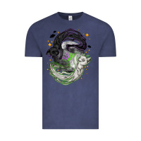 Vintage Denim Magical cats ghost with moon Halloween Vintage Tee - NancyCooperArtShop