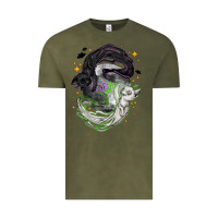 Vintage Olive Magical cats ghost with moon Halloween Vintage Tee - NancyCooperArtShop