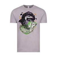 Vintage Zinc Magical cats ghost with moon Halloween Vintage Tee - NancyCooperArtShop