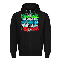 Black believe in the magic of christmas Zipper Hoodie - BarkalooDesign