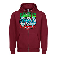 Burgundy believe in the magic of christmas Zipper Hoodie - BarkalooDesign