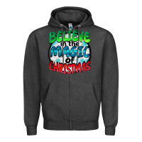 Charcoal Heather believe in the magic of christmas Zipper Hoodie - BarkalooDesign