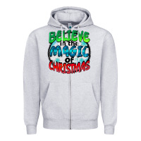 Heather Grey believe in the magic of christmas Zipper Hoodie - BarkalooDesign