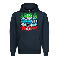 Navy believe in the magic of christmas Zipper Hoodie - BarkalooDesign