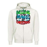 Oatmeal Heather believe in the magic of christmas Zipper Hoodie - BarkalooDesign
