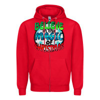 Red believe in the magic of christmas Zipper Hoodie - BarkalooDesign