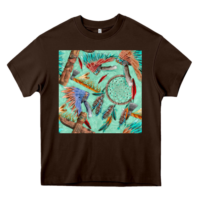 Pipe Tomahawk Dreamcatcher Headdress Seamless Patt Heavy Core Tee by FaDigitalArtStudio | Teevron