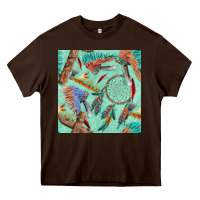 Chocolate Brown pipe tomahawk dreamcatcher headdress seamless patt Heavy Core Tee - FaDigitalArtStudio