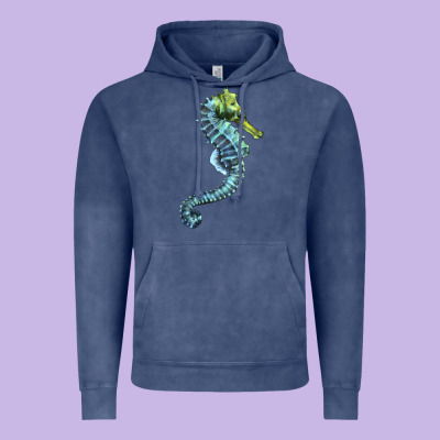 Blue Seahorse Vintage Hoodie Designed By Lillyallendesigns