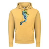 Vintage Mustard Blue Seahorse Vintage Hoodie - LillyAllenDesigns