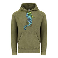 Vintage Olive Blue Seahorse Vintage Hoodie - LillyAllenDesigns