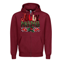 Burgundy Christmas jolly mama Zipper Hoodie - BarkalooDesign
