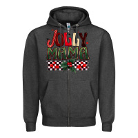 Charcoal Heather Christmas jolly mama Zipper Hoodie - BarkalooDesign