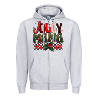 Heather Grey Christmas jolly mama Zipper Hoodie - BarkalooDesign