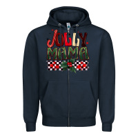 Navy Christmas jolly mama Zipper Hoodie - BarkalooDesign