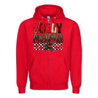 Red Christmas jolly mama Zipper Hoodie - BarkalooDesign
