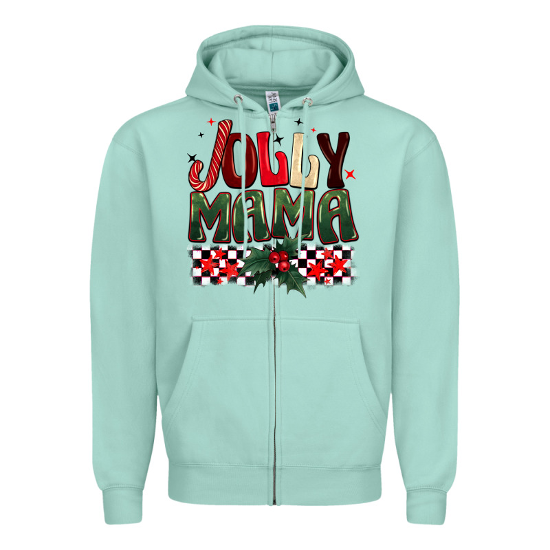 Christmas Jolly Mama Zipper Hoodie by BarkalooDesign | Teevron