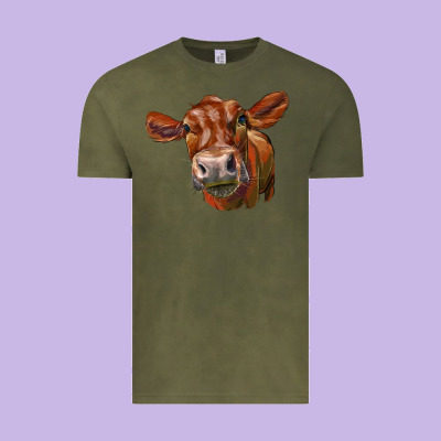 Red Angus Face Vintage Tee Designed By Lillyallendesigns