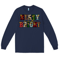 Navy merry and bright Long Sleeve Tee - JahusDesignShop