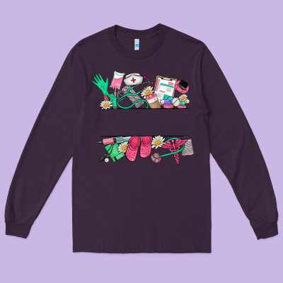 Custom Name Nurse Long Sleeve Tee Designed By Nancycooperartshop