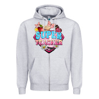 Heather Grey super teacher Zipper Hoodie - BarkalooDesign