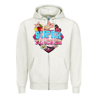 Oatmeal Heather super teacher Zipper Hoodie - BarkalooDesign