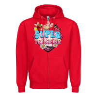 Red super teacher Zipper Hoodie - BarkalooDesign
