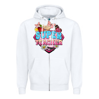 White super teacher Zipper Hoodie - BarkalooDesign