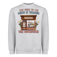 Heather Grey the way to my heart is through the bookstore Heavyweight Sweatshirt - MaliasSmallBusiness