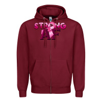 Burgundy strong af breast cancer Zipper Hoodie - BarkalooDesign